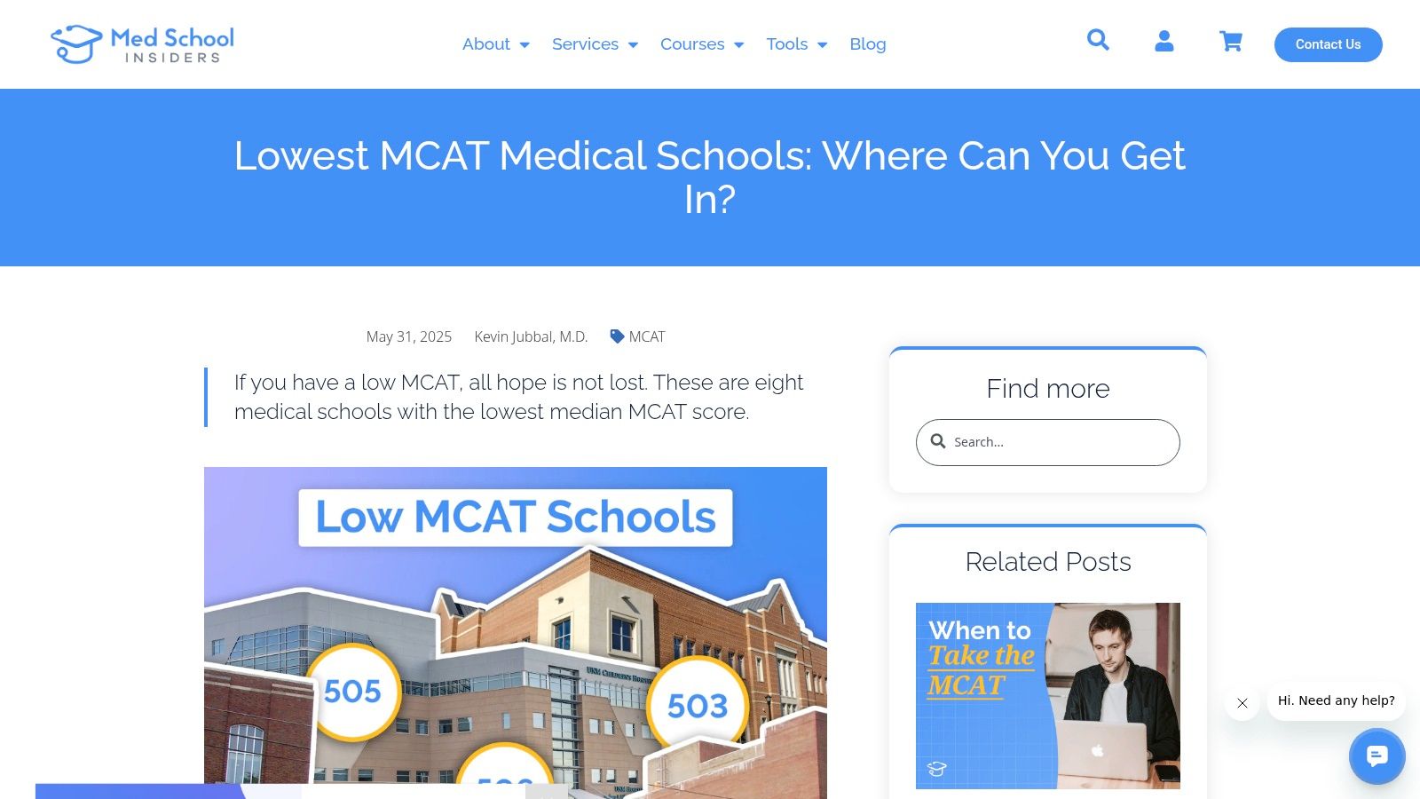Med School Insiders: “Lowest MCAT Medical Schools: Where Can You Get In?”
