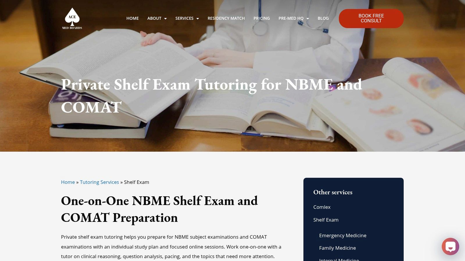 Private Shelf Exam Tutoring for NBME and COMAT